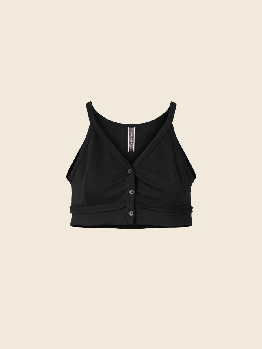 WENDYKEI Cotton Fleece Crop Top With Straps