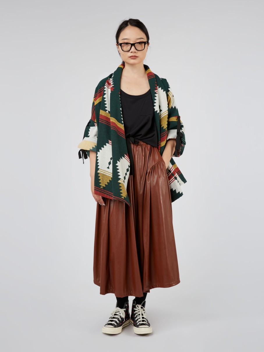 WENDYKEI Wide Geometric Fabric Cardigan