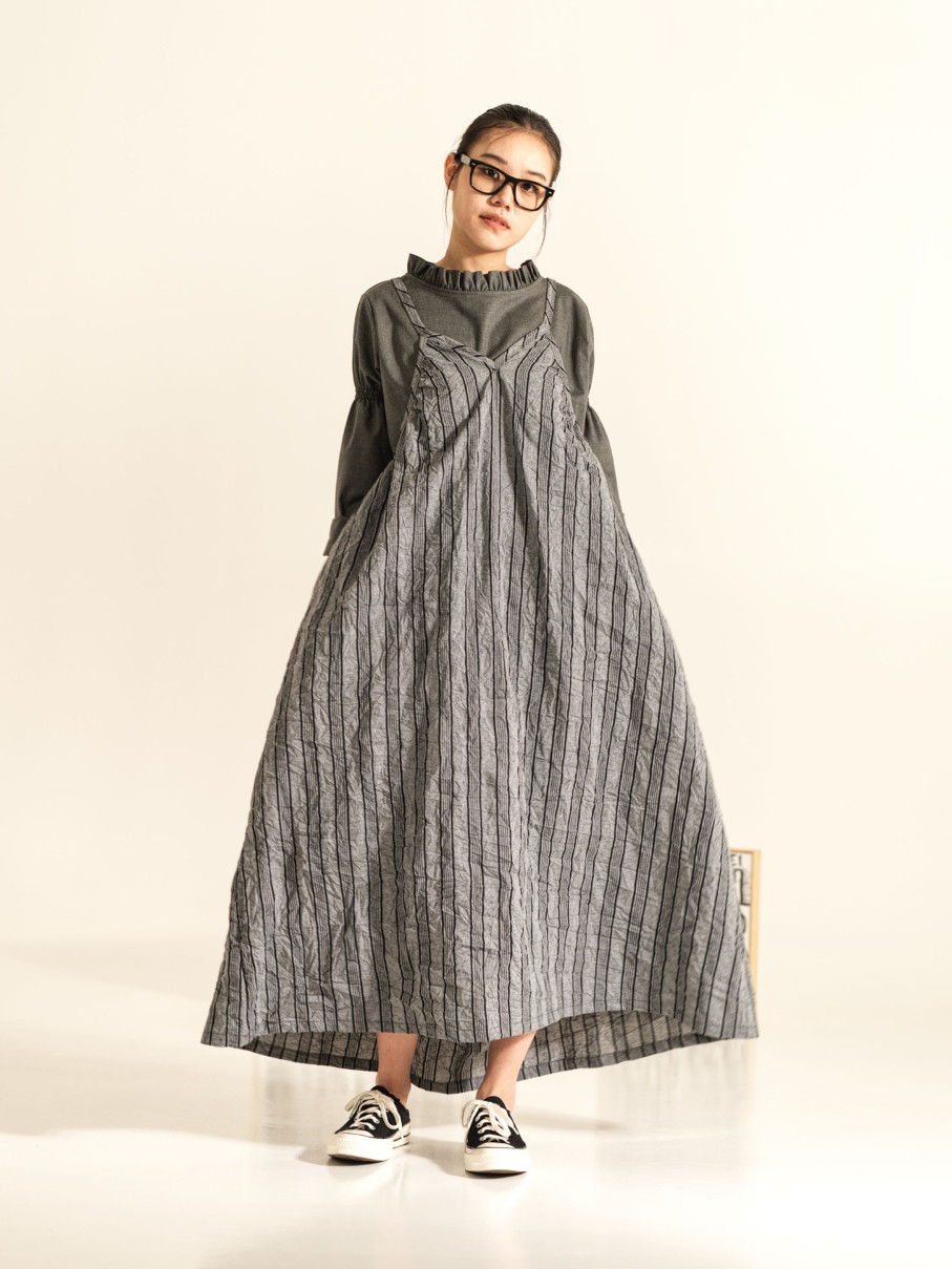 WENDYKEI Long Striped Dress With Wrinkled Effect