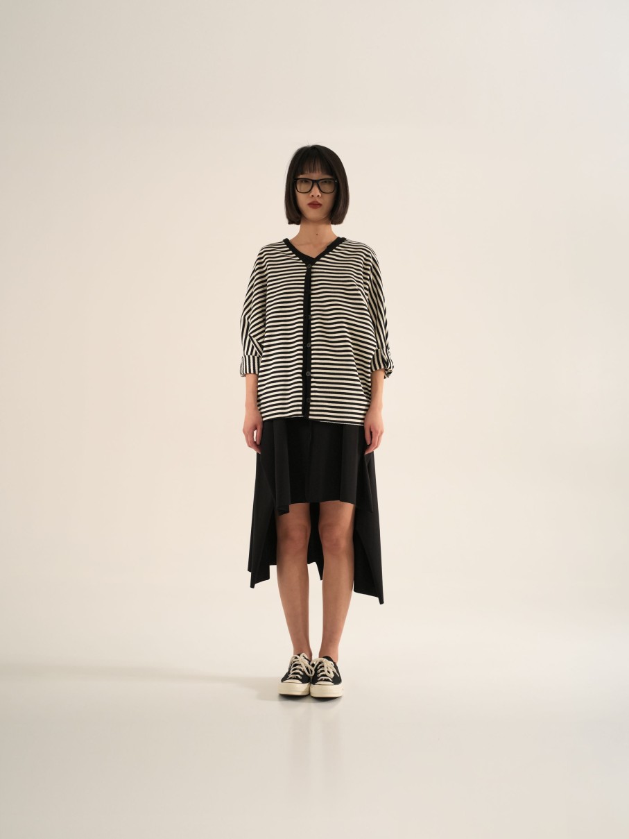 WENDYKEI Striped Cardigan With V-Neck