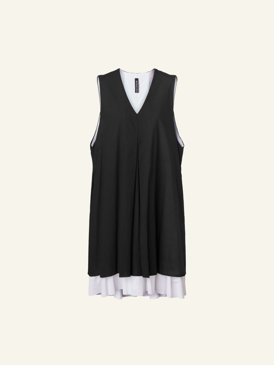 WENDYKEI Black Dress With White Underskirt