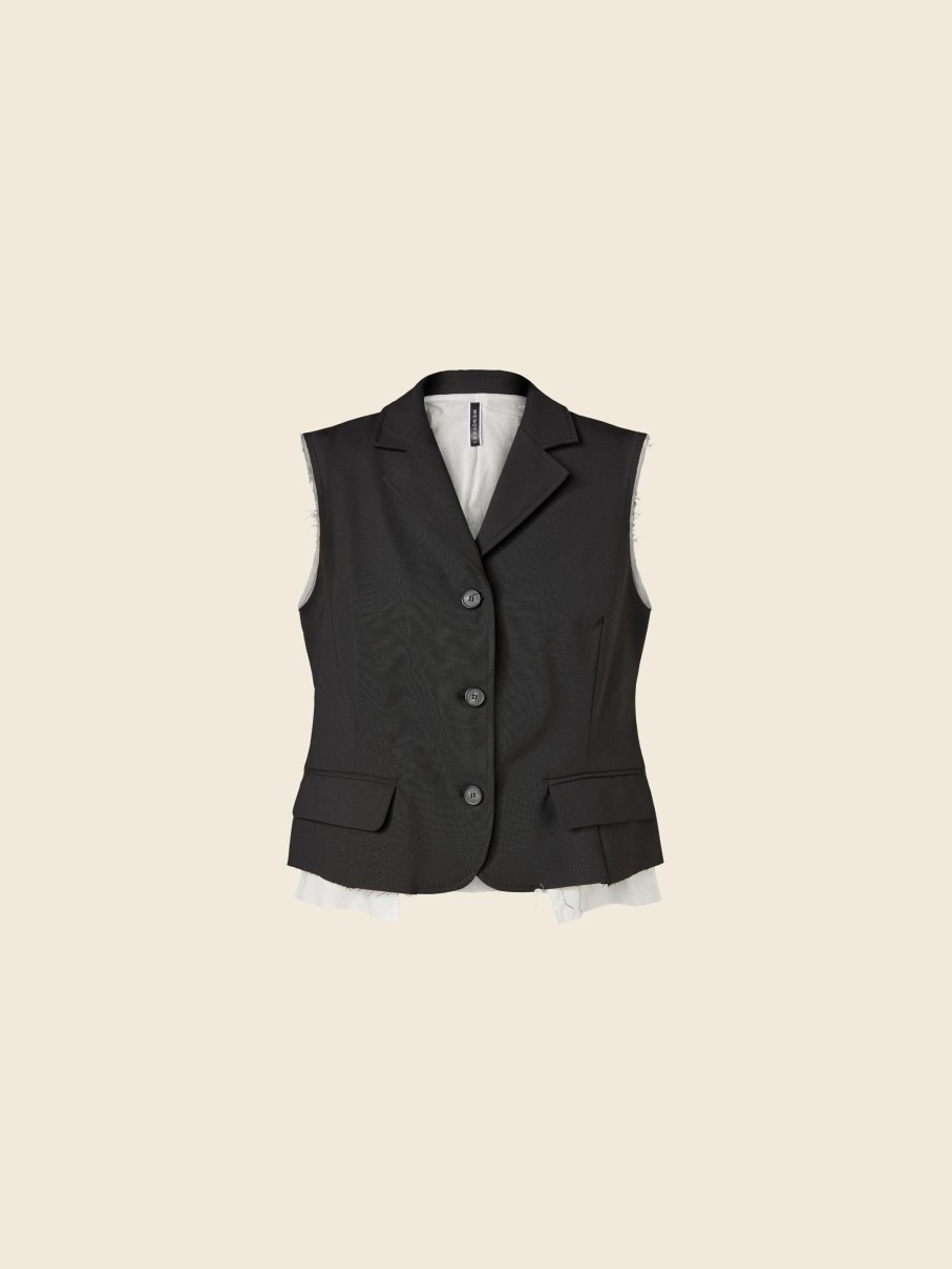 WENDYKEI Vest With Lapel Collar Doubled In Ecru Fabric