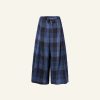 WENDYKEI Blue Checked Linen Wide Pants