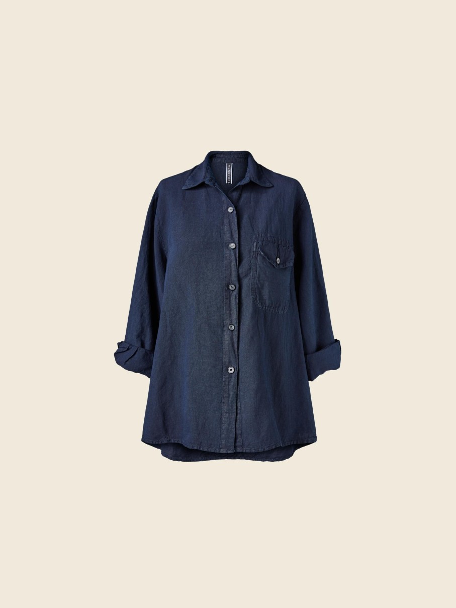 WENDYKEI Linen Blend Denim Over Shirt