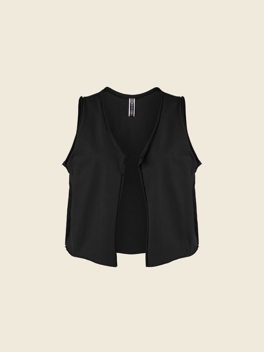 WENDYKEI Black Cropped Sweatshirt Vest