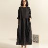 WENDYKEI Wrinkled Effect Striped Long Dress