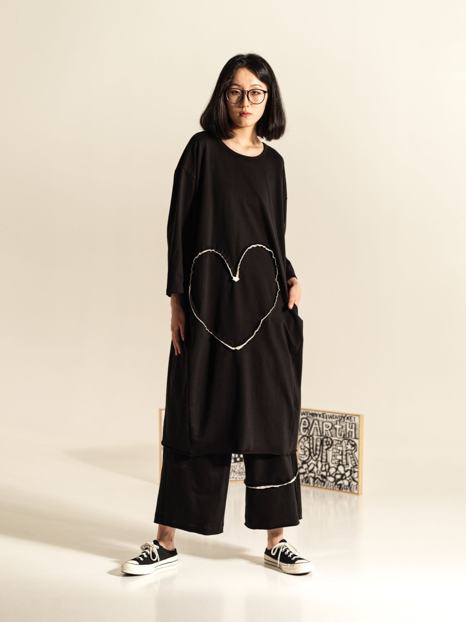 WENDYKEI Sweatshirt Midi Dress With Heart Stitching