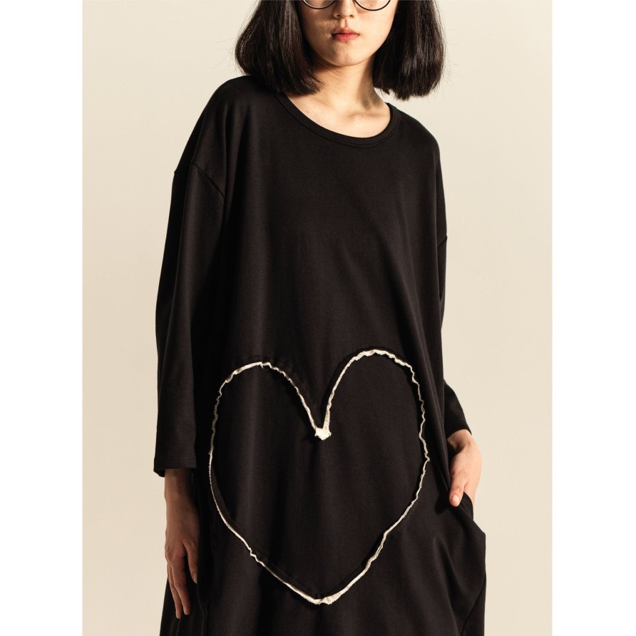 WENDYKEI Sweatshirt Midi Dress With Heart Stitching