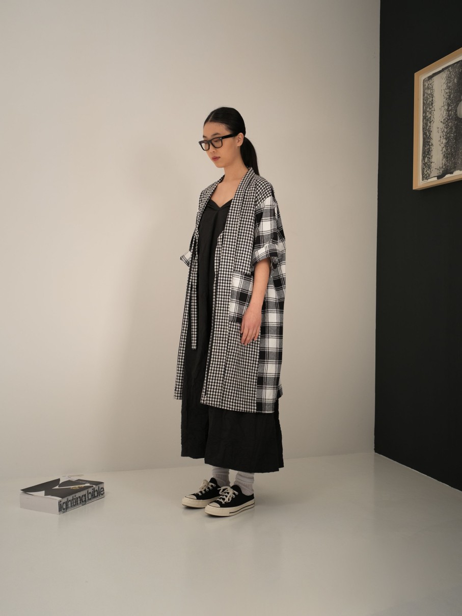 WENDYKEI B/W Checked Patchwork Cardigan