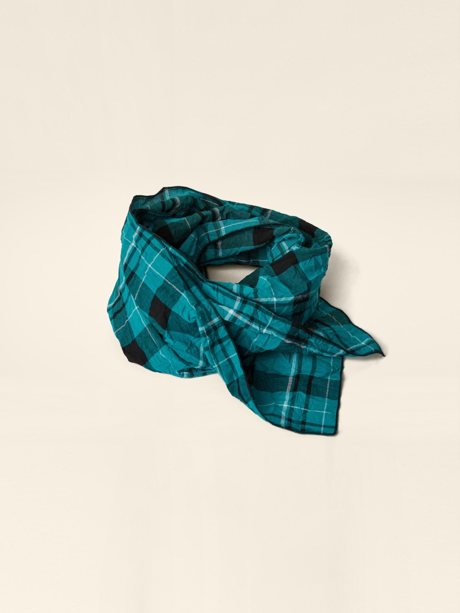 WENDYKEI Aqua Green Checked Scarf