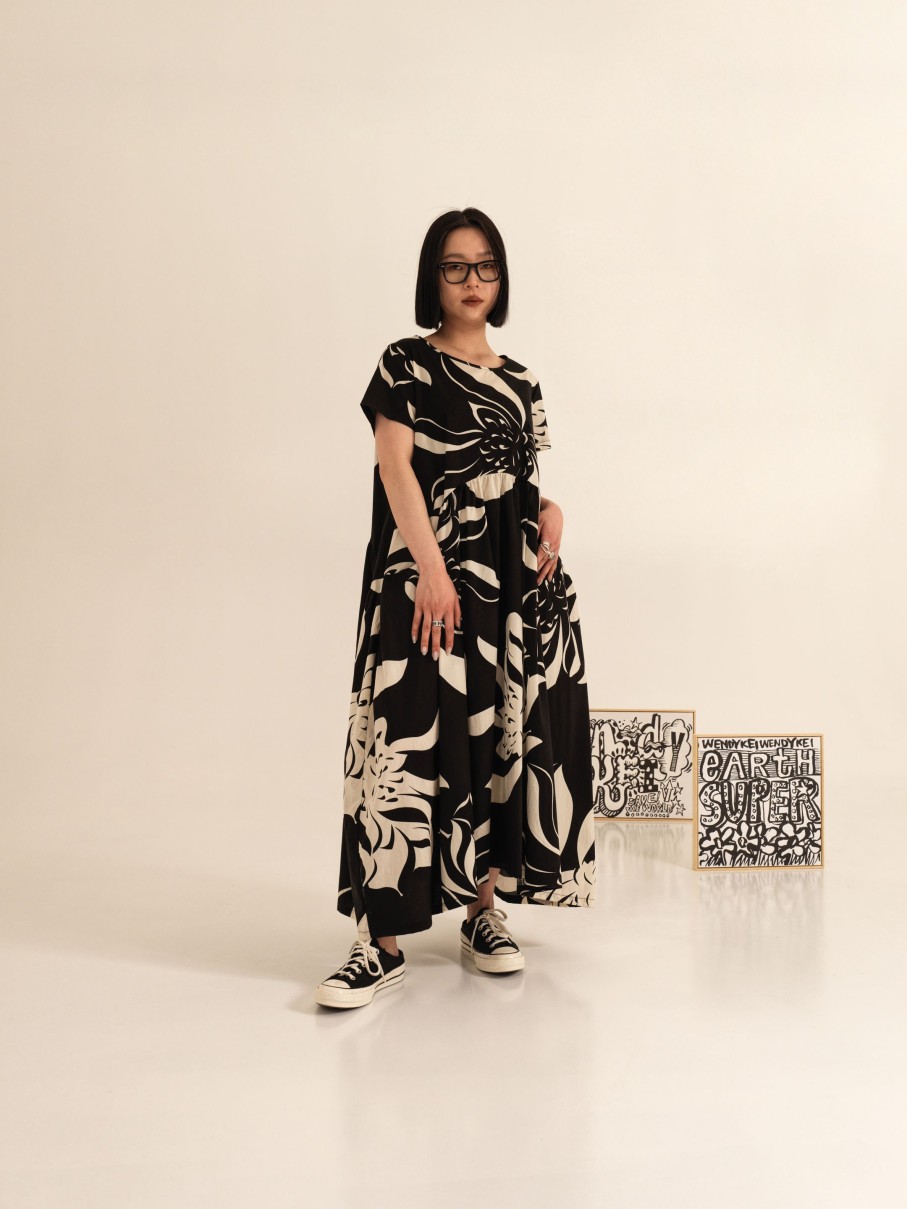 WENDYKEI White And Black Pattern Long Dress