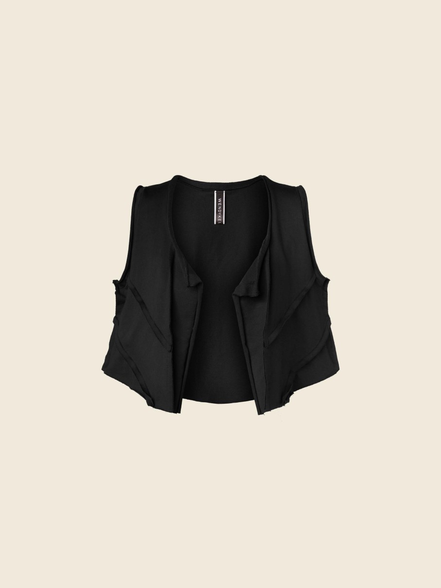 WENDYKEI Open Crop Vest In Cotton Fleece