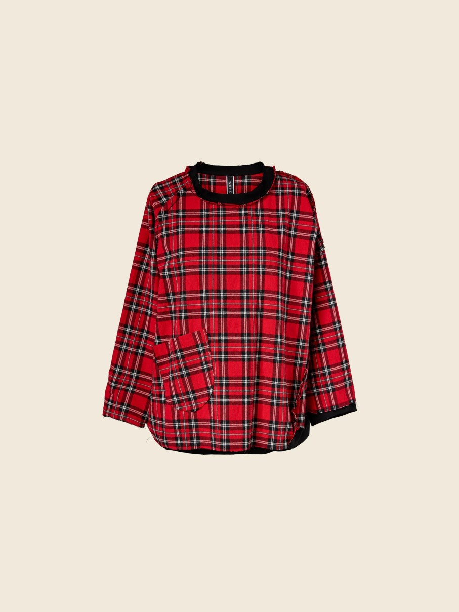 WENDYKEI Large T-Shirt In Red Scottish Tartan