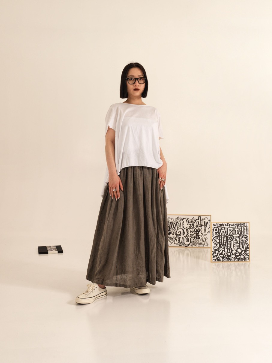 WENDYKEI Long Linen Skirt With Pockets