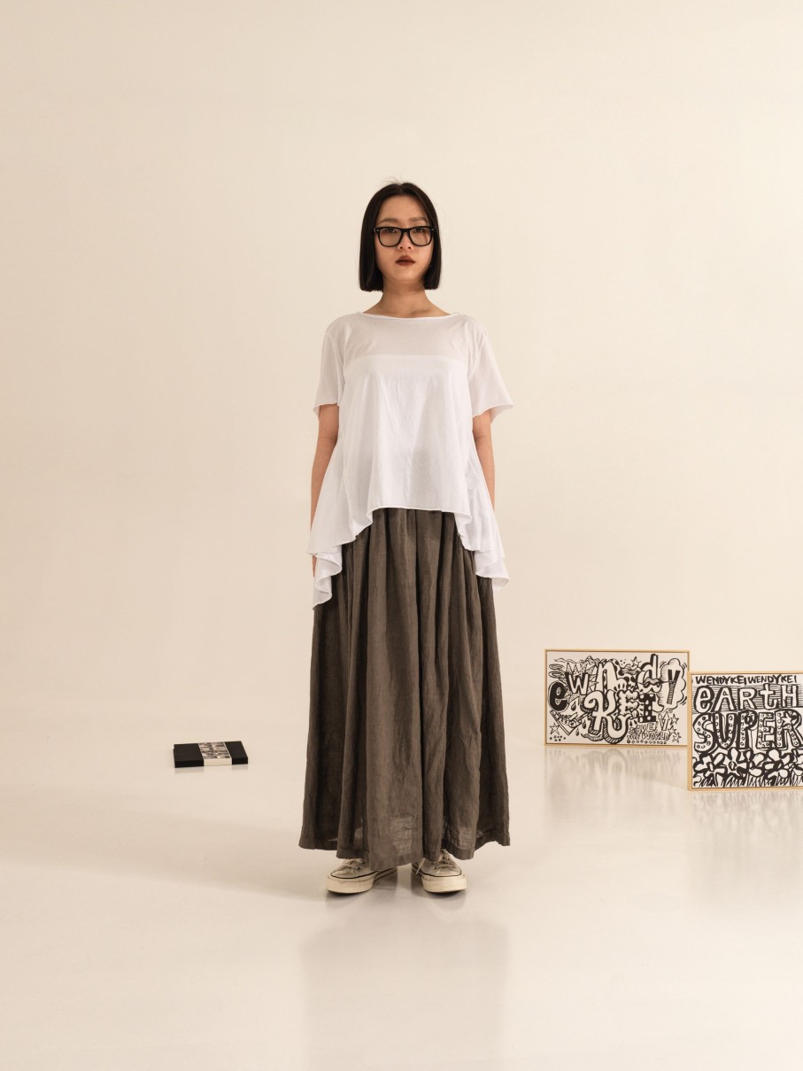 WENDYKEI Long Linen Skirt With Pockets