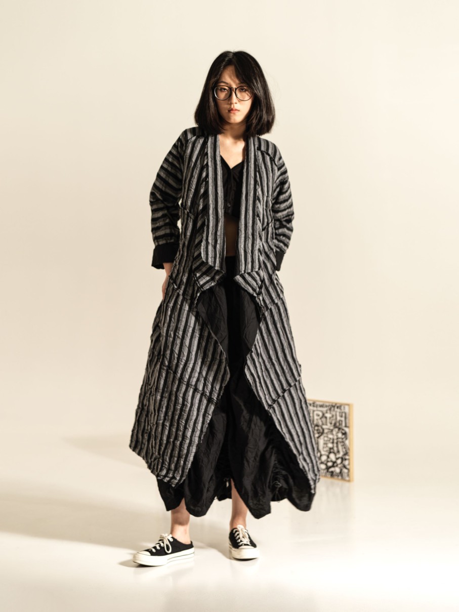 WENDYKEI Striped Duster Coat With Belt