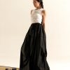 WENDYKEI Long Skirt With Side Draping And Plated Ruffle Hem