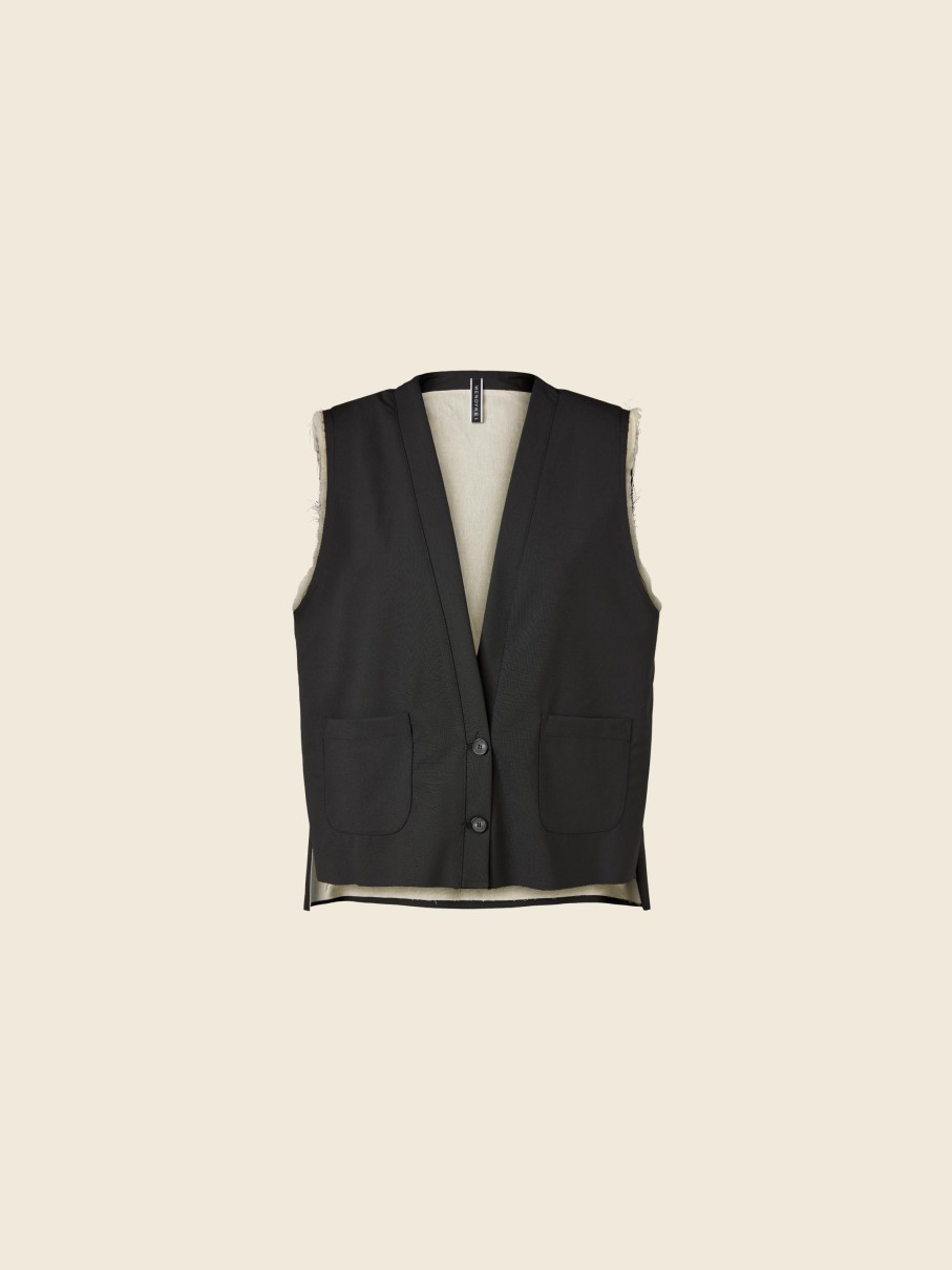 WENDYKEI Black Vest Doubled In Ecru Fabric