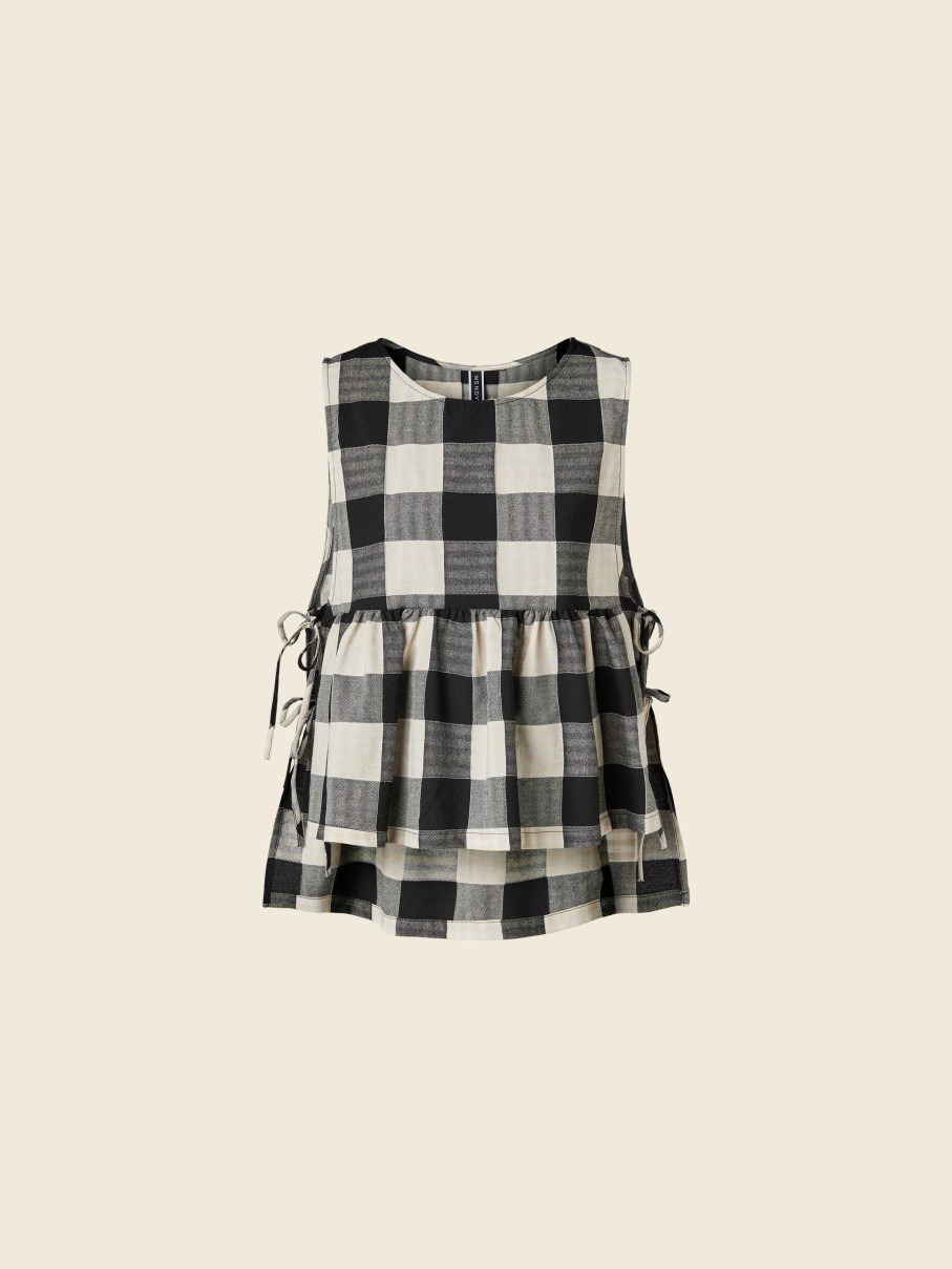 WENDYKEI B/W Checked Blouse With Side Bows