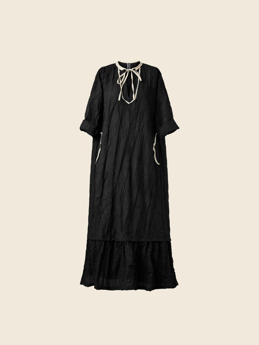 WENDYKEI Wide Dress With V-Neck And Ecru Profiles