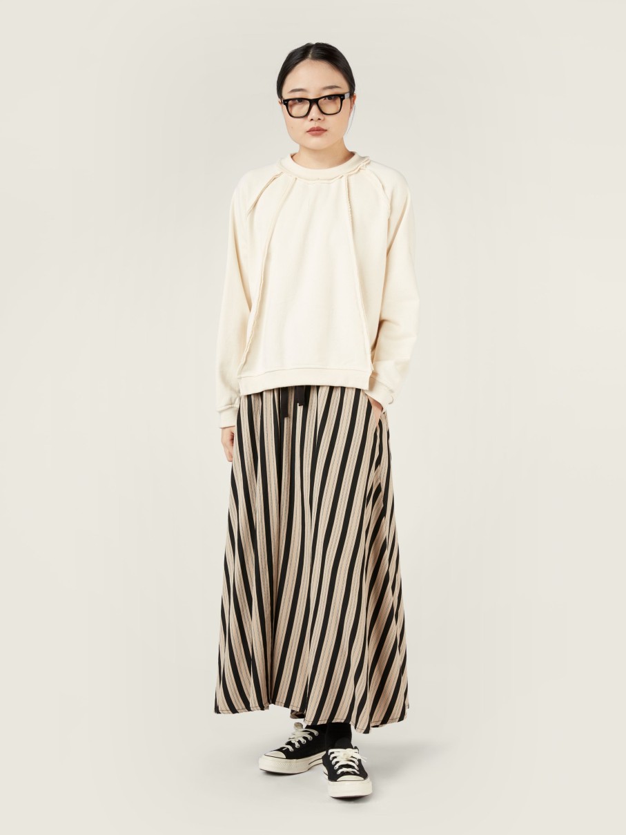 WENDYKEI Striped Viscose Blend Long Skirt