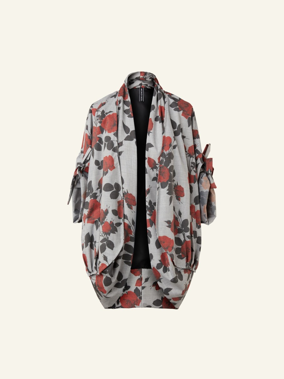 WENDYKEI Floral Pattern Rounded Cardigan